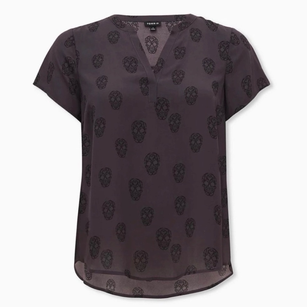 Torrid Charcoal Skull Print Blouse